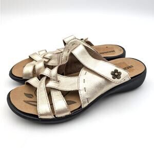 Romika Ibiza 99 Slide Sandals Hook & Loop Women's Gold Size US10.5 EU41